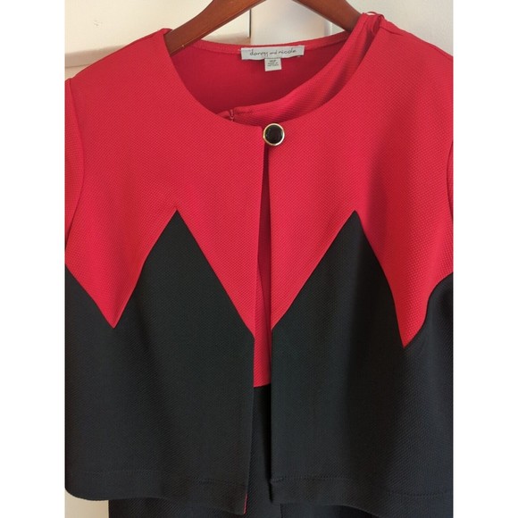 Vintage Danny & Nicole Women's 16P Red & Black Dress Suit Set Cropped Jacket - Picture 4 of 11